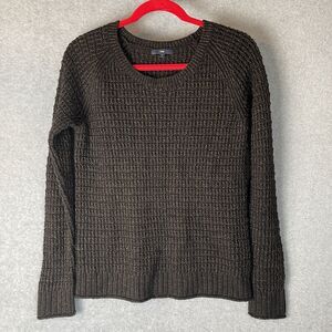 Gap Sweater Waffle Knit Pullover Black w/ Copper Women's New Years Eve & Holiday